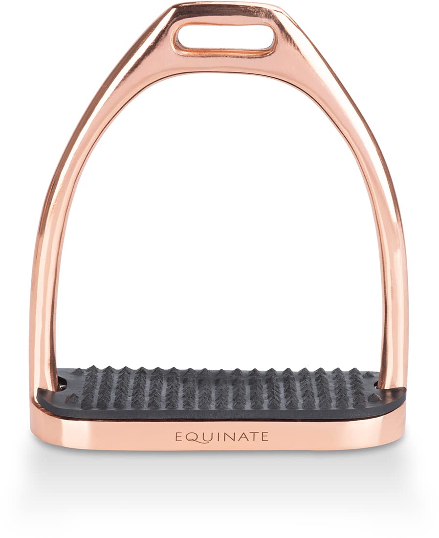 Equinate Steigbügel Luna 12cm Roségold Anti-Rutsch Trittfläche Gummi 2 Stück