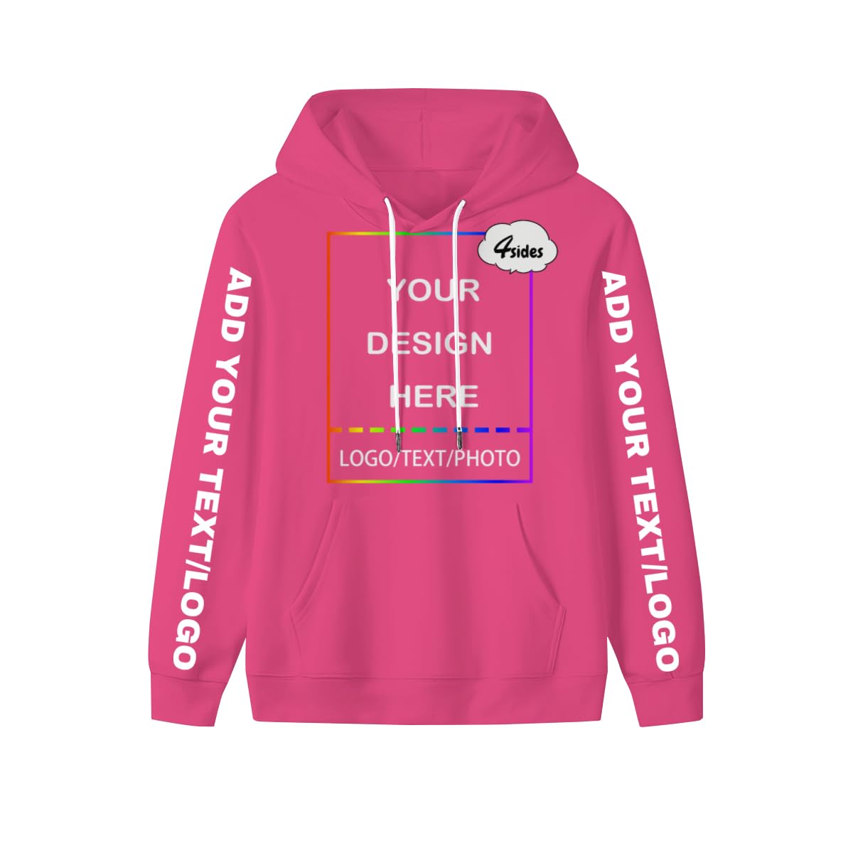 Prfelmg Unisex Magenta Custom Hoodies, Personalised Soft Sweatshirt With Your Text Picture Logo Images Name,
