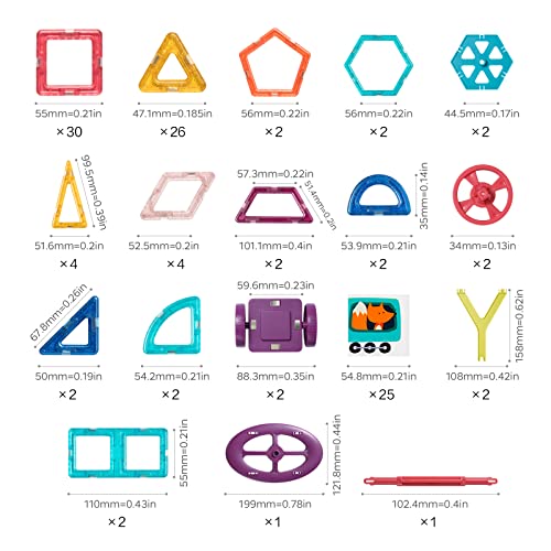 Bc Babycare 113Pcs Magnetic Tile Building Blocks Set For Kids 36M+ With Storage Box，Preschool Educational Magnetic Building Toys Gift Set For Boys And Girls Aged 3+ #TOP5