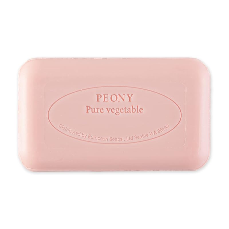Sabonete em barra artesanal Pre de Provence com manteiga de karité orgânica, fragrância de peônia, 150 g
