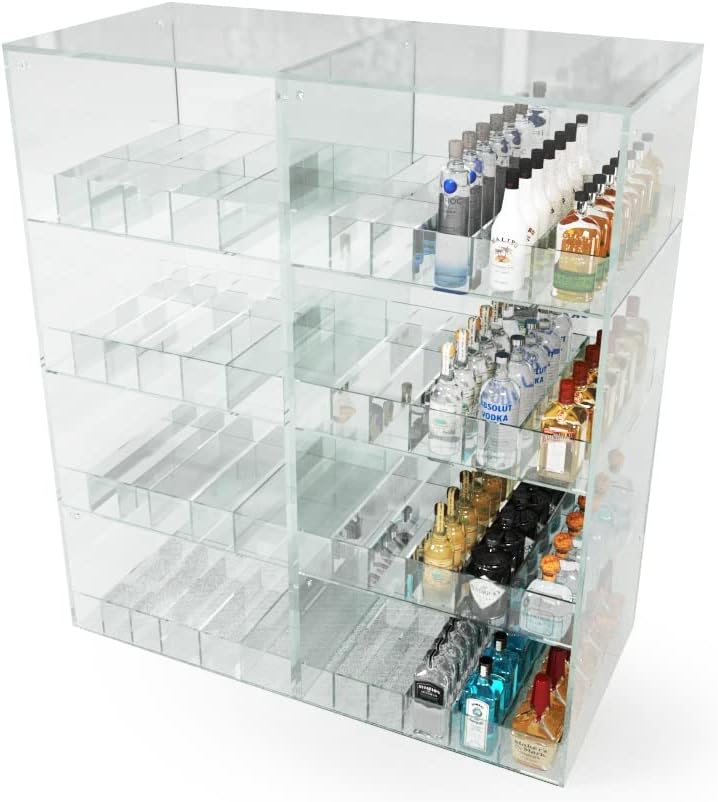 Countertop Acrylic Display Case, Nips 50ml Airplane Liquor Bottles, 24W