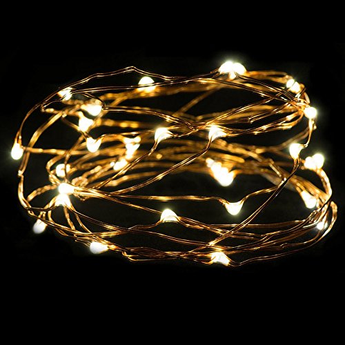 Preisvergleich Produktbild Cramberdy String Lichter LED Lichterkette, Weihnachtsbaum Deko, 2M 20LED Knopfzelle Silber Silber Kupferdraht Mini Fairy String Lights für Garten, Party Home Schlafzimmer Dekoration