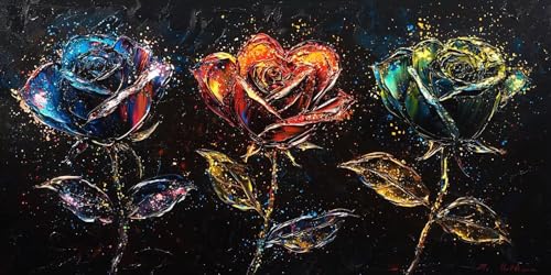 Broderie Diamant Complète Ronde Roses pour Habiller un Grand Mur Vide
