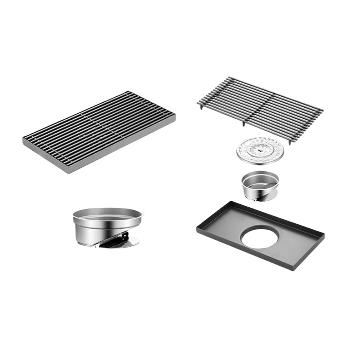 KJdxfhFH Bathroom floor drains, Floor Drain Hair Catcher Gray Stainless Steel Large Diameter(15 * 30cm)