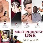 OVLUX Hair Trimmer - Professional Outliner Trimmer, 4 Guide Combs- Rechargeable Cordless Hair Trimmer for Men with LED…