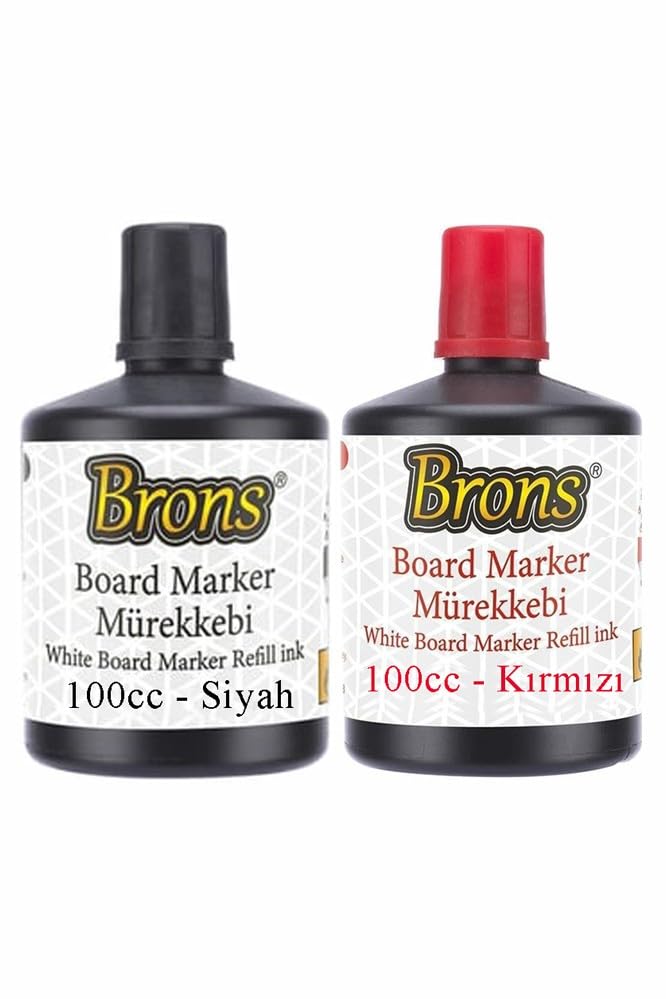Siyah Kırmızı Yazı Tahta Kalem Mürekkebi 100ml 1 Adet Brons Tahta Kalemi Mürekkebi Kolay Silinebilir 100gr Okul Sınıf