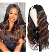draconenee V Part Wig Human Hair Body Wave 1B/30 Highlight Ombre Wigs for Black Women Wear and Go...