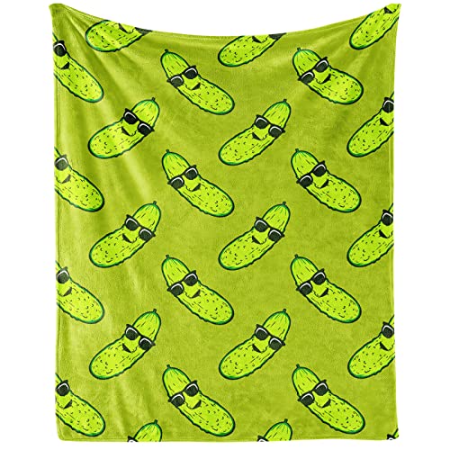 Pickle Throw Blanket for Teen - 50x60 Inches Throw Size - Soft Fluffy Cozy Blankets Gift - Green Funny Blanket Throws for Living Room Decorative