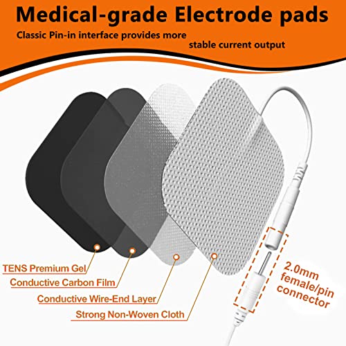24Pcs Tens Unit Replacement Pads 2X2, Latex Free Electrodes Compatible With Tens Machine Use 2Mm Pin Connector Lead Wires Such As Auvon Tens, Tens 7000, Etekcity, Nicwell Care Tens #TOP1