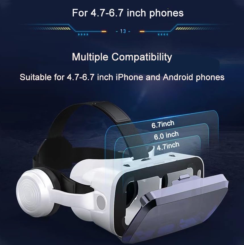 3D VR Headset Compatible for iPhone 15 16 pro Max Mini X R 11 12 Samsung 4.7-6.7" Android Cellphone, Virtual Reality VR Glasses for Movies & Video Games IMAX with Remote Controller - Image 6