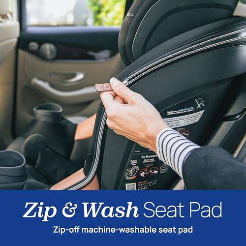 Image of Chicco Fit360 Rotating Convertible Car Seat with Mirror, Rear-Facing | Jet /Black, Fit360 Zip ClearTex, flame retardant-free, GREENGUARD Gold, convertible car seat, 4-40 lbs rear, 5-65 lbs forward