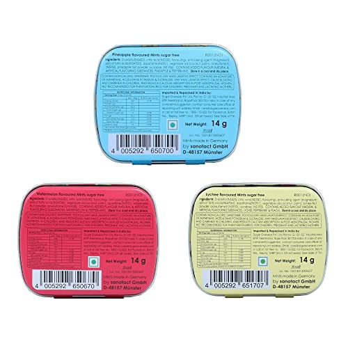 Image of inchIMPACTMINTS inch Sugar Free Assorted Flavour Mints - Lychee, Watermelon & Pineapple Summer Edition (14g Each, Pack of 3)