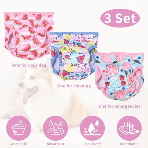 3 Stück Größe S Wiederverwendbare Hundewindeln Weiblich, Läufigkeitshose für Hündinnen für kleine Hunde bei Läufigkeit und Inkontinenz, Hochsaugfähige Hundewindeln Größenverstellbar