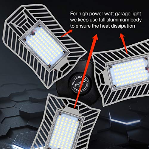 Nathome Led Garage Lights,216 Led Eqv 200W,Aluminium Lamp,E26 Garage Lighting,Deformable Leaf Garage Light,Indoor Use For Led Shop Lights,Workshop Light(Eqv 200W Plastic Lamp) #TOP1