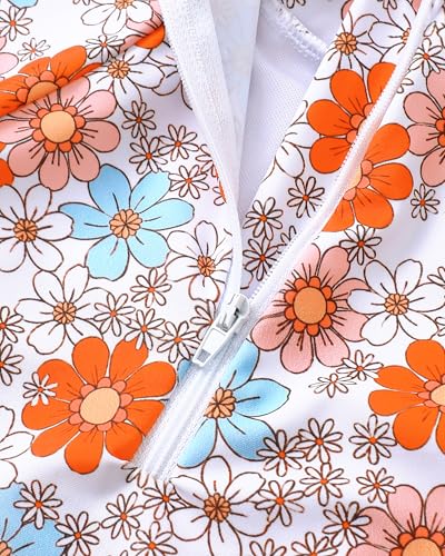 Image of SODLON Baby Girl Swimsuit Long Sleeve One-Piece Infant Bathing Suit 3M-3T
