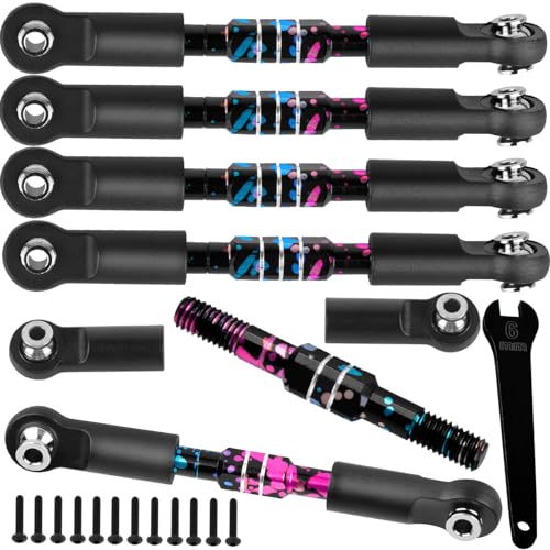 BRCatWPark RC Adjustable Turnbuckles Camber Links Upgrades Part for 1/8 Typhon 3S V3 4WD BLX/Mega 550 1/10 Big Rock 3S V3 4WD BLX,Colorful (Mismatch Big Rock V1 or V2 Model rc car)