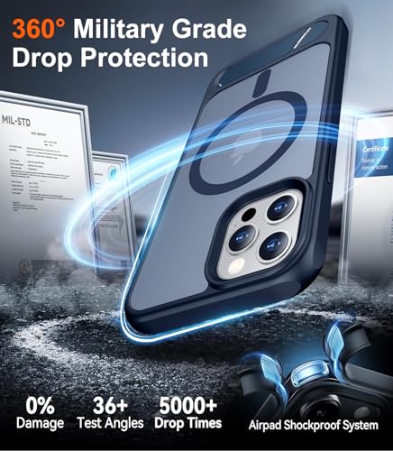 Image of Magnetic Compatible with iPhone 12 Pro Max Case, [Built-in Invisible Kickstand][Compatible with MagSafe][Military Grade Shockproof] Slim Translucent Matte Phone Case for iPhone 12 Pro Max 6.7 inch