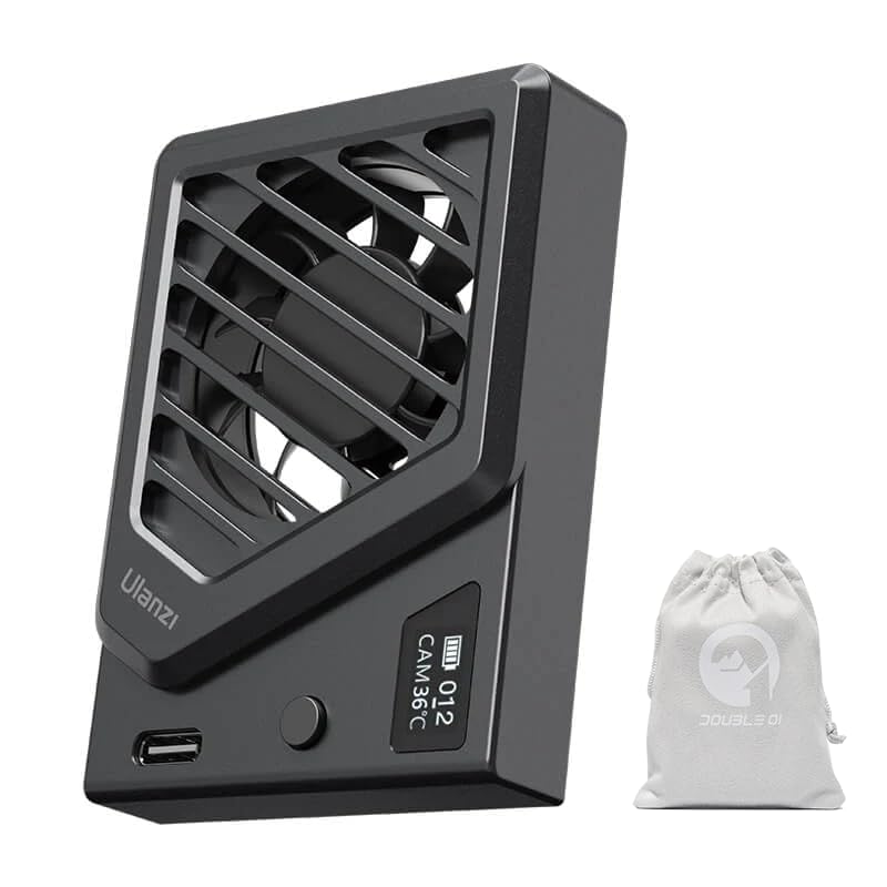 Ulanzi Camera Cooling Fan Compatible with Sony/Canon/FUJIFILM/Nikon Camera + Pouch | Magnetic Mount, High Cooling Efficiency, 3 Operation Modes | Type-C 200mAh, 58g | Mode1 85min, Mode2 70min (Black)