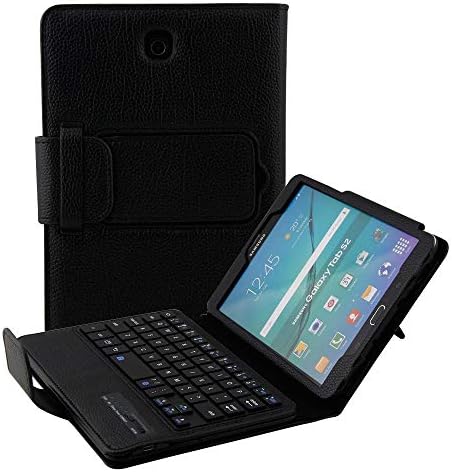 Smart Keyboard Case for Samsung Galaxy Tab S2 8.0, Galaxy SM-T710 Keyboard Case, Kickstand Magnetic Leather Rugged Protective Cover Folio with Detachable Wireless Keyboard T715/T713 (Black)