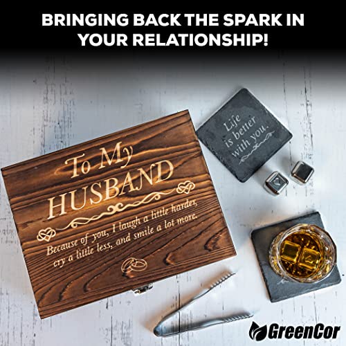 Anniversary For Him ‘To My Husband’ Engraved Whisky Glass Gift Set | Romantic Present for Husband | Unique Wedding - Birthday or Anniversary Idea - Image 5