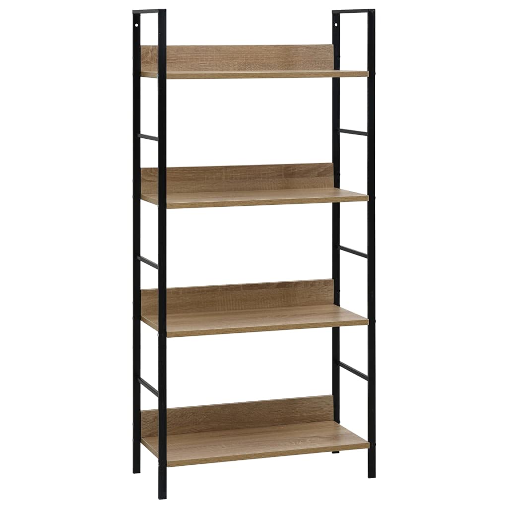 Scaffale da soggiorno per libri e decorazioni, 4 ripiani in rovere 60 x 27,6 x 124,5 cm, materiale in legno per libri, soggiorno, studio, ufficio
