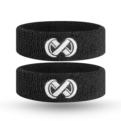 XCLSV SPORTS Football Arm Bands - Sweat-Wicking Cotton Bicep Bands - Bicep, Calf & Forearm Band - Double Stitched & Machine Washable Arm Sweat Bands Sports - 1 Pair (Black)