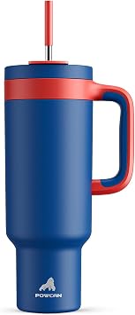 POWCAN 50 oz Tumbler with Handle, 2-in-1 Straw and Sip Lid, Leakproof, Dishwasher Safe, Insulated Stainless Steel Travel Coffee Mug, Keeps Cold for 34 Hours, Fits in Car Cup Holder Heroic