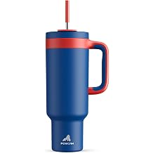 POWCAN 50 oz Tumbler with Handle, 2-in-1 Straw and Sip Lid, Leakproof, Dishwasher Safe, Insulated Stainless Steel Travel Coffee Mug, Keeps Cold for 34 Hours, Fits in Car Cup Holder Heroic