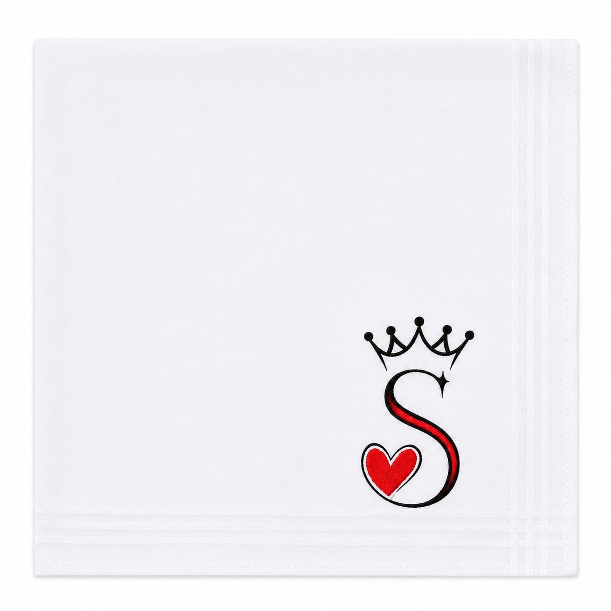 Embroidered Initial Cotton Handkerchief White Reusable Rumal-image-20