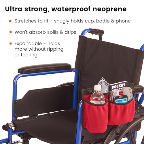 image for High Road Wheelchair Side Bag - Stretch Neoprene Walker Pouch with Ins