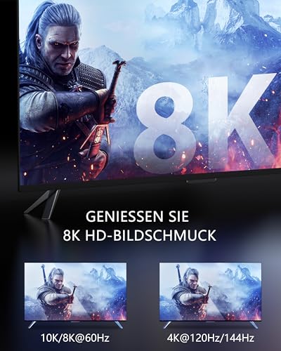 5. Bild von Stouchi 2m HDMI Kabel 8K 10K 4K Certified Ultra High Speed ​​ 48Gbps 4K120 144Hz RTX 3080 eARC HDR10 4:4 HDCP 2.2 & 2.3 Dolby kompatibel mit Fire TV/Roku TV/PS5/Xbox Series X/Samsung/Sony/LG