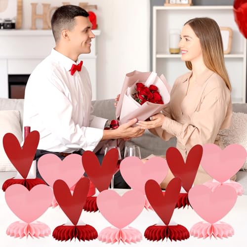 Lonfliness 12pcs Valentine's Day Honeycomb Centerpiece for Valentine's Day Table Party Decoration