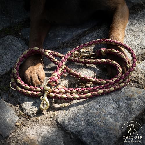 Tailoir Hundeleine 2m geflochten - Leine Hund, Mittelgroße - Große Hunde, Leine verstellbar, Hundeleinen, Dog Leash Führleine, Bissfeste Hundeleine zum Umhängen, Trainingsleine, Freihandleine Paracord