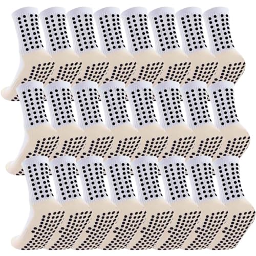 12 Pack Men's Soccer Socks Anti Slip Non-Slip Grip Pads for Football Basketball Sports Grip Soccer Socks