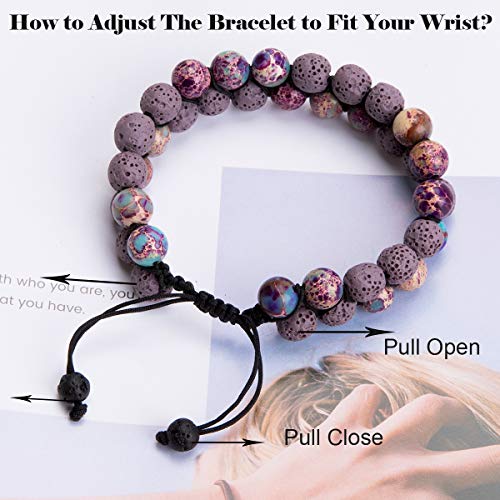 Aromatherapy Essential Oil Diffuser Bracelet Lava Stone Bead Gemstone Anxiety Diffuser Bangle Cuff Bracelet(Purple) - Image 6