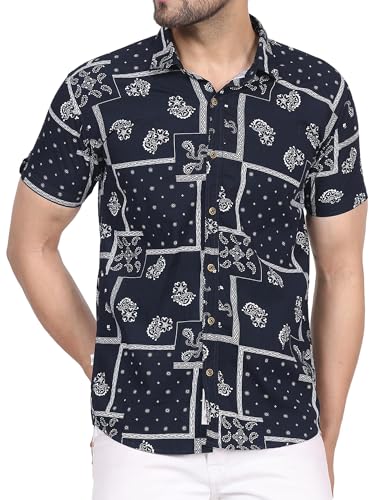 Image of CVC Fashion Men's Printed Button-Down Shirt - Aesthetic Regular Fit Half Sleeve Casual Shirt for Men, Ideal for Summer & Beach Wear
