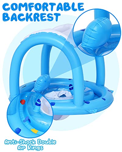 image for PACEARTH Baby Pool Float with Canopy, Inflatable Infant Swim Float for