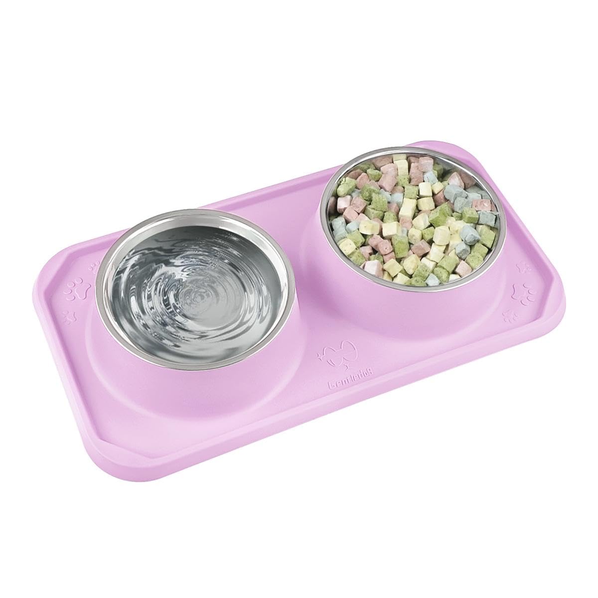 Ciotole per cibo e acqua, ciotole per gatti da interni, ciotole doppie rimovibili in acciaio inox di alta qualità, con cuscinetti antiscivolo in silicone, ciotola per l'acqua per gatti e