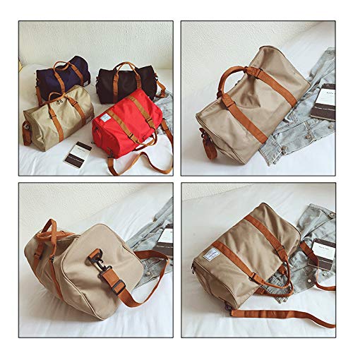 MOLLYGAN Travel Duffel Bag Large Capacity Yoga Gym Bag Durable Duffle Sports Bag with Shoes Compartment Tote Bag for Men and Women Kahki