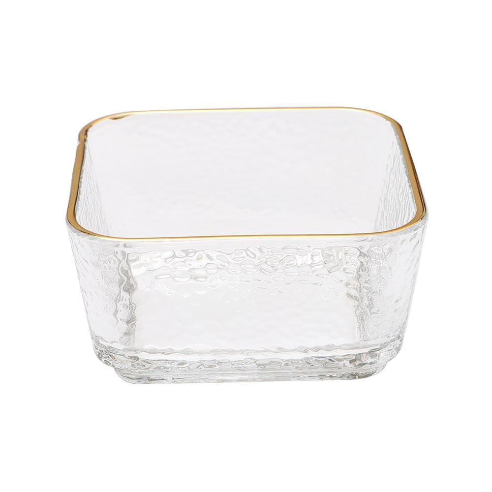 Risedot Paper Clip Holder Glass Bowl, with Gold Rim Hammered Texture Paperclips Elegant Desk Organizer Accessories - Image 3