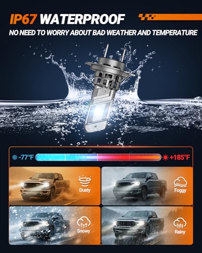 SEALIGHT H7 LED Fog Light Bulbs — 6500K White, Cooling Fan, 2-Pack - Image 5
