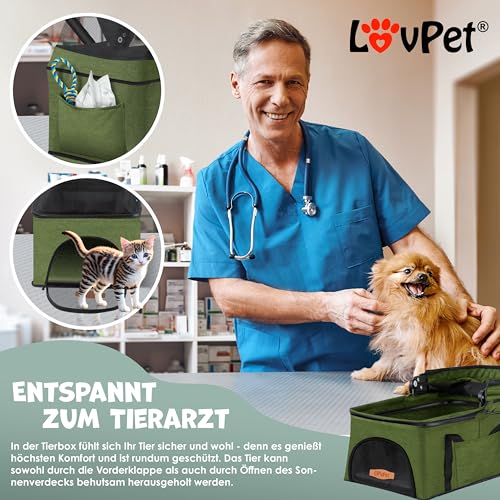 LOVPET® Hundewagen 2in1 Hundebuggy Hundebox Tragetasche Faltbar klappbar bis 20kg, mit 360°Drehrädern Inkl. Netzfenstern Getränkehalter, Regenschutzabdeckung & Kuscheldecke, Jogger Buggy für Haustiere