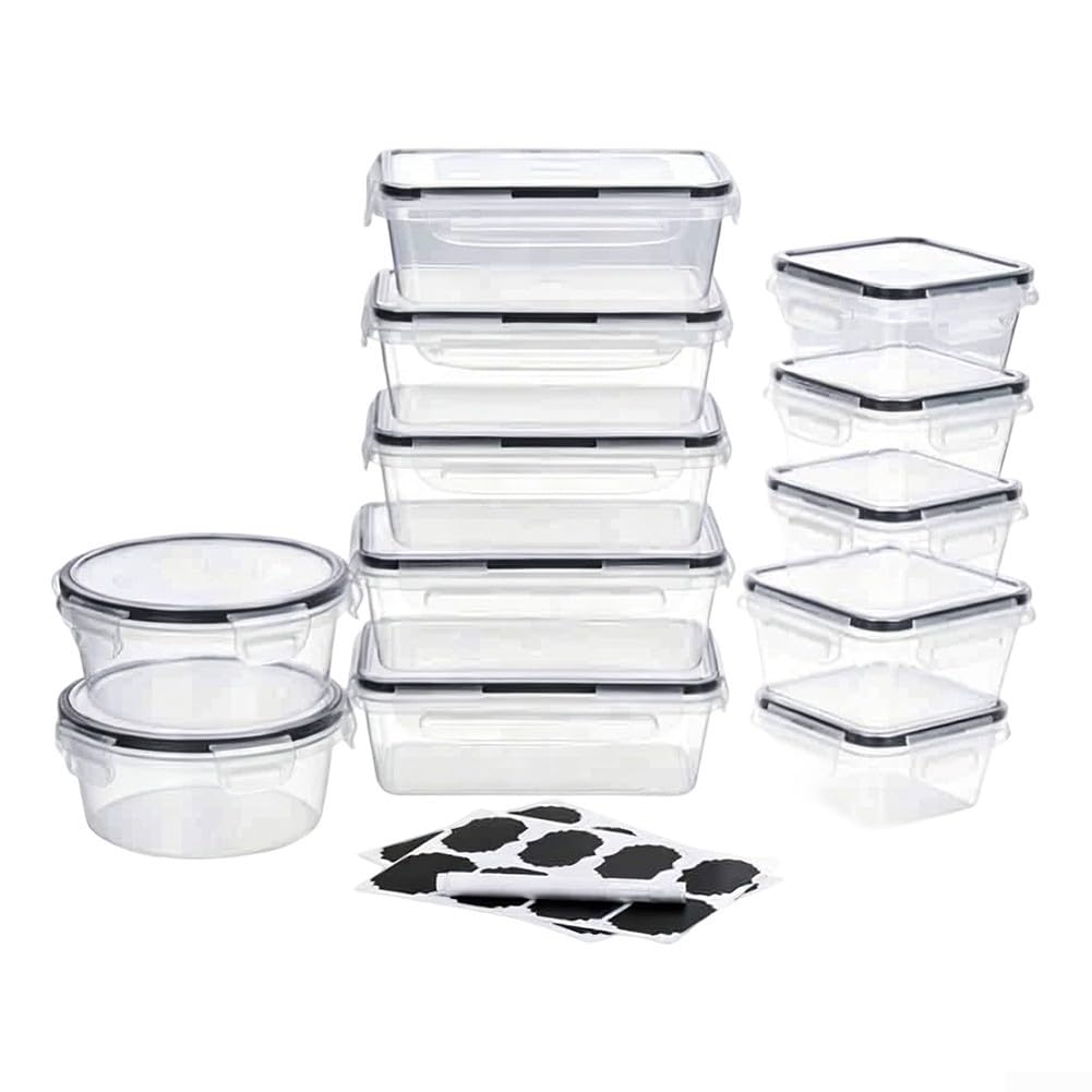 Set di 12 contenitori per alimenti, ermetici, a tenuta stagna, in plastica, per organizzare i pasti, per preparare il pranzo, da 1000 ml a 350 ml