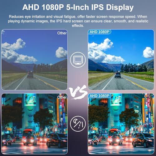 Wireless Backup Camera Digital Signal 5 Inch HD 1080P Rear View Monitor Kit IP69 Waterproof Night Vision Reverse Cameras for Truck Car RV Pickup Camper Van