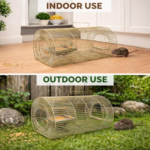 Image of PulGos Mouse Trap Cage for Small & Large Rats| 𝐑𝐮𝐬𝐭𝐩𝐫𝐨𝐨𝐟 Metal Catch & Release Trapper| Heavy Duty Iron Rat Trap (Chuha Pinjara)| Durable Rodent Cage for Home, Kitchen, Warehouse & Hotel Use