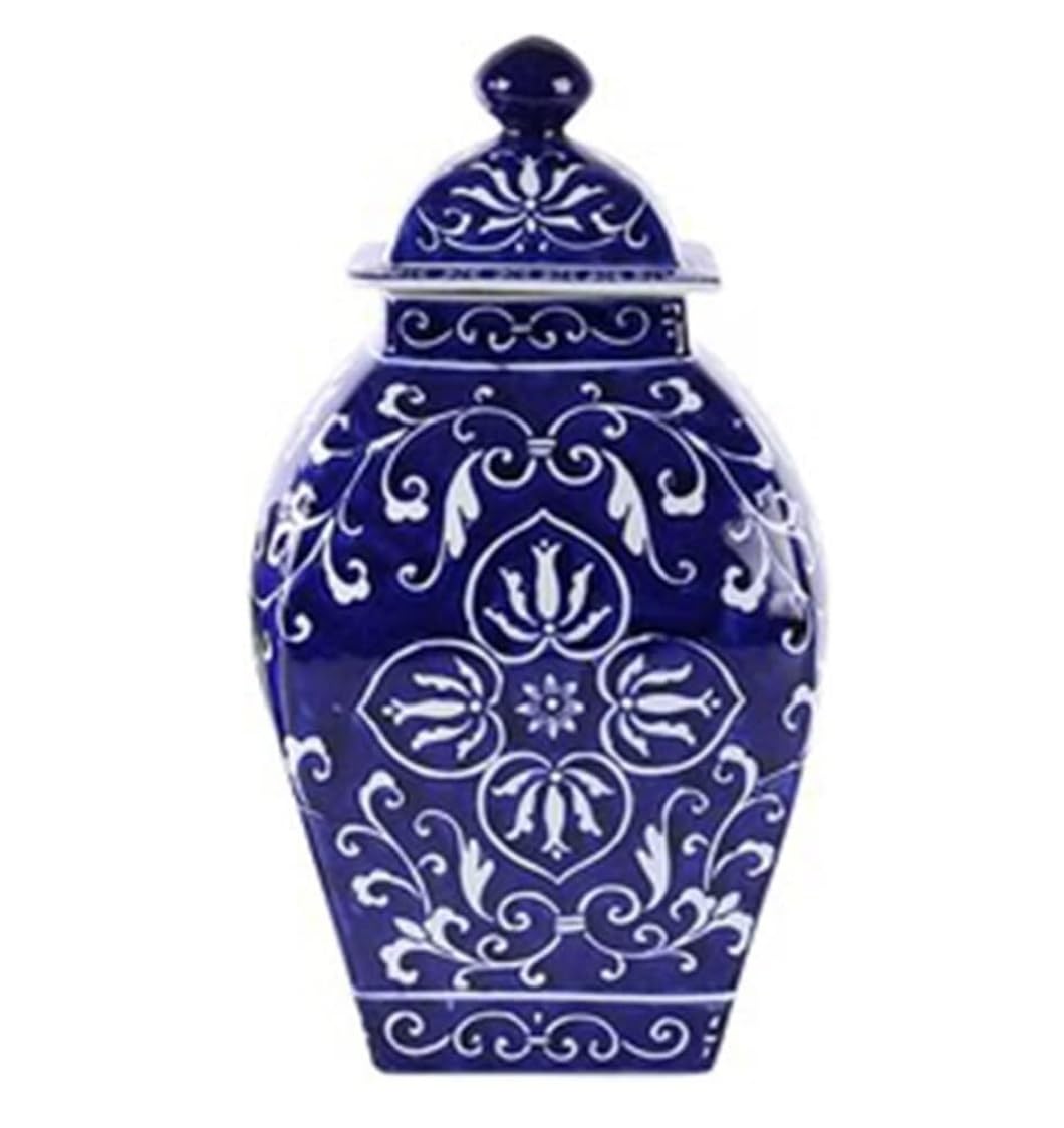 CVdrtyED Home Decor Blue And White Ceramic Ginger Jar With Lid Traditional Chinese Decorative Porcelain Jars Temple With Lids Ginger Jar(A)