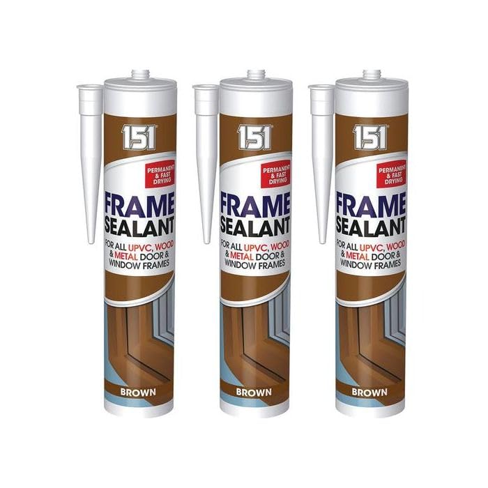 151 Frame Sealant for UPVC, Wood, and Metal Frames, Brown, 280ml, Acrylic-Based, Weatherproof, Paintable, Pack of 3