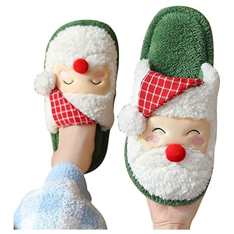 Christmas Slippers, Warm Santa Claus Slippers, Fuzzy Holiday Slippers, Fun Giftable Winter Shoes For Indoor And Outdoor, Christmas And Hanukkah Cover