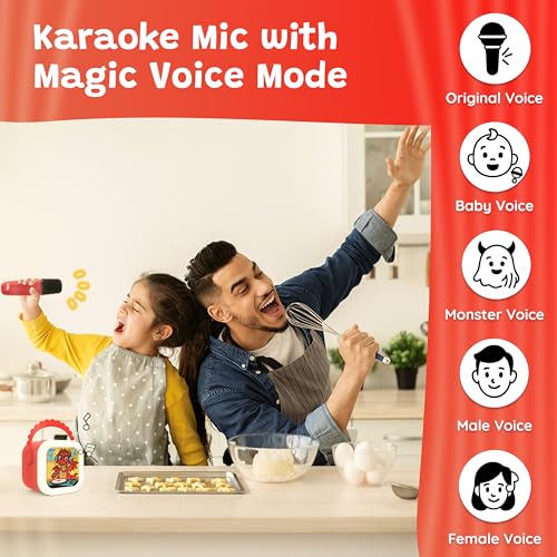 Image of WonderBuddy StoryBox Mini, 200+ Stories & Rhymes Preloaded, Karaoke Mic for Singing, RGB Lights, Kids Speaker, Musical Toy, Best Gift for 3-5 yr Kids - Dragon with Mic