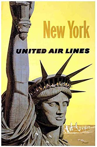 RIFOSA 6"x8" Metal Sign United Airlines New York Statue Liberty Tin Wall Decor — image 1